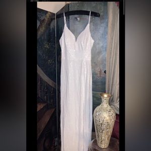 White B Smart Sequin Gown
